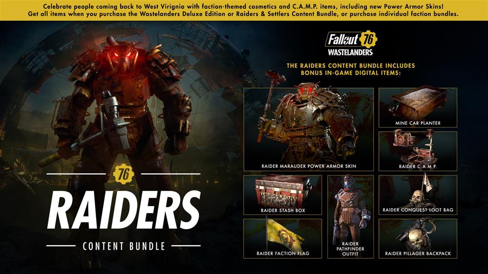 另外,b社也将发售两个付费的dlc:raiders content bundle和settlers