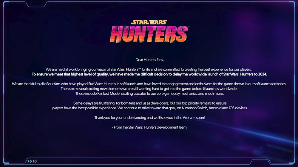 免费射击游戏《星球大战：猎人》第三次跳票 2024年发售