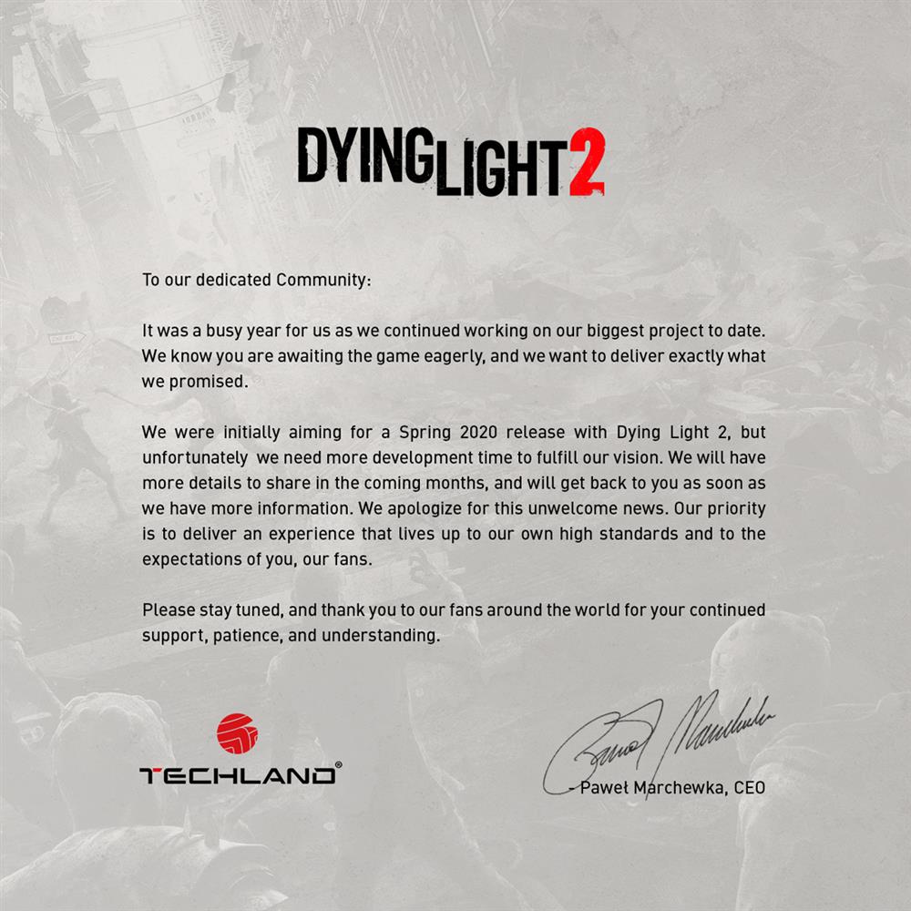 《消逝的光芒2》跳票！官方宣布将延期发售