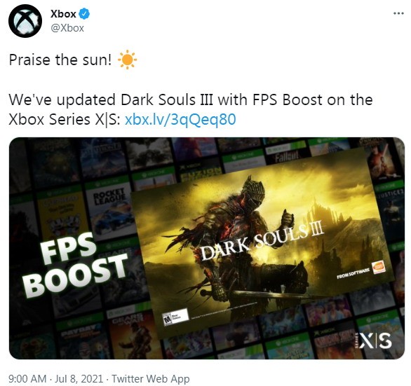 《黑暗之魂3》已支持在XSX/S上60帧运行