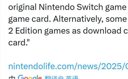 “Switch 2版”实体游戏所有内容将放在一张卡上