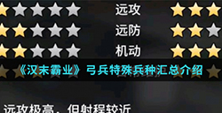 汉末霸业中弓兵特殊兵种有哪些  弓兵特殊兵种汇总介绍