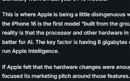 苹果被指太虚伪！iPhone16硬件并不会明显改善AI功能