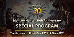 《怪物猎人》20周年纪念直播  将于3月12日举行