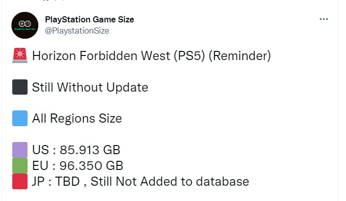 《地平线：西部禁域》PS5容量巨大  至少准备好100GB空间