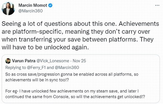 《巫师3》次世代版不支持跨平台同步成就  玩家必须重新解锁成就