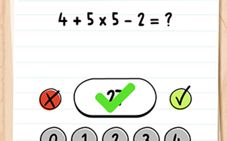 Brain Test谜题急转弯第14关攻略  4+5x5-2=？