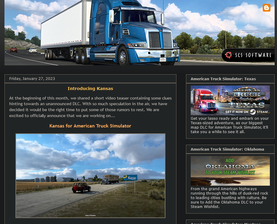 《美国卡车模拟》新DLC“堪萨斯州”公布