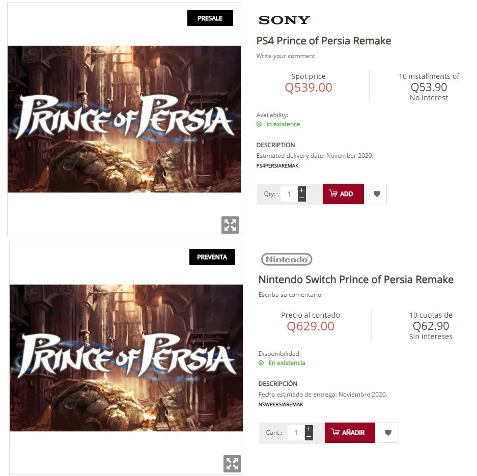 PS4和NS版《波斯王子重制版》开启预售