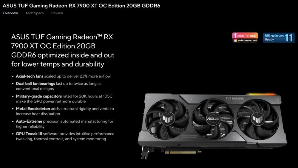 华硕 RX 7900 TUF Gaming 系列显卡频率公布1.jpg