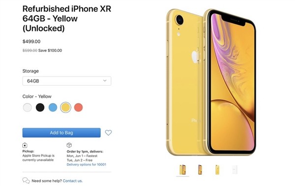 苹果美国官网iPhone XR官翻机开卖 3500元起