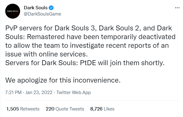 受恶意漏洞影响 《黑暗之魂》在线服务器被关闭 