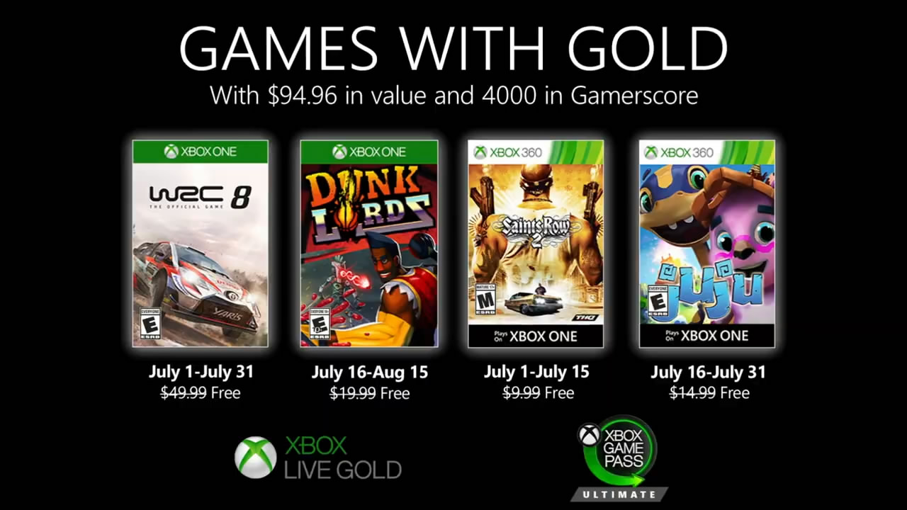 微软Xbox Live Gold 7月会免游戏公布