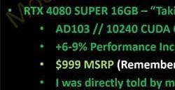 传RTX 4070Ti Super性能将比4070Ti快20%