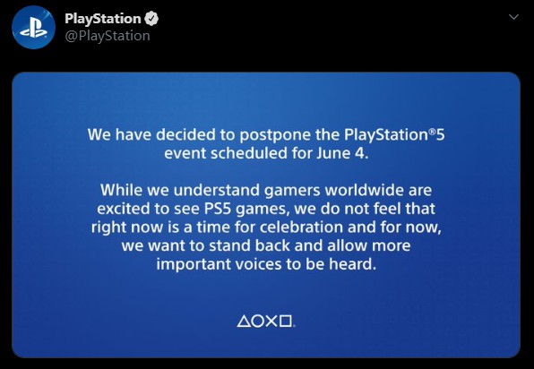 索尼官方宣布推迟PS5游戏发布会