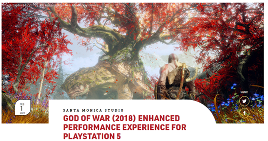 《战神4》PS5更新补丁公布：支持4K分辨率+60帧