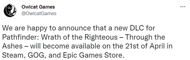 《开拓者：正义之怒》新DLC“穿过灰烬” 将于4月21日上线
