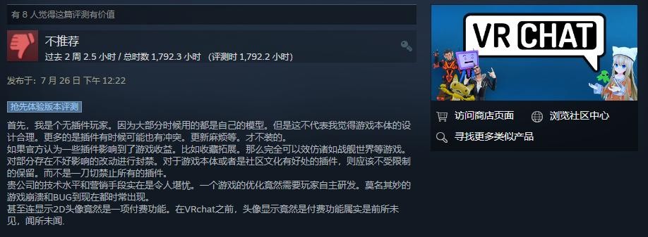 《VRChat》添加EAC反作弊引众怒 Steam两天近万差评