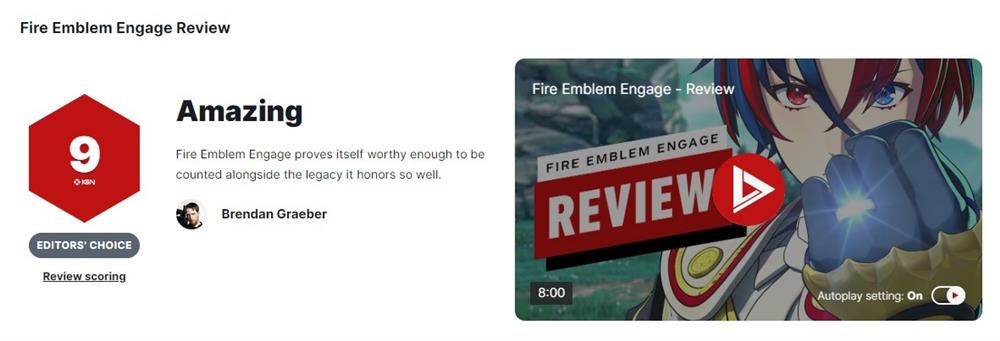 《火焰纹章：结合》M站均分82 IGN评9分GS评7分