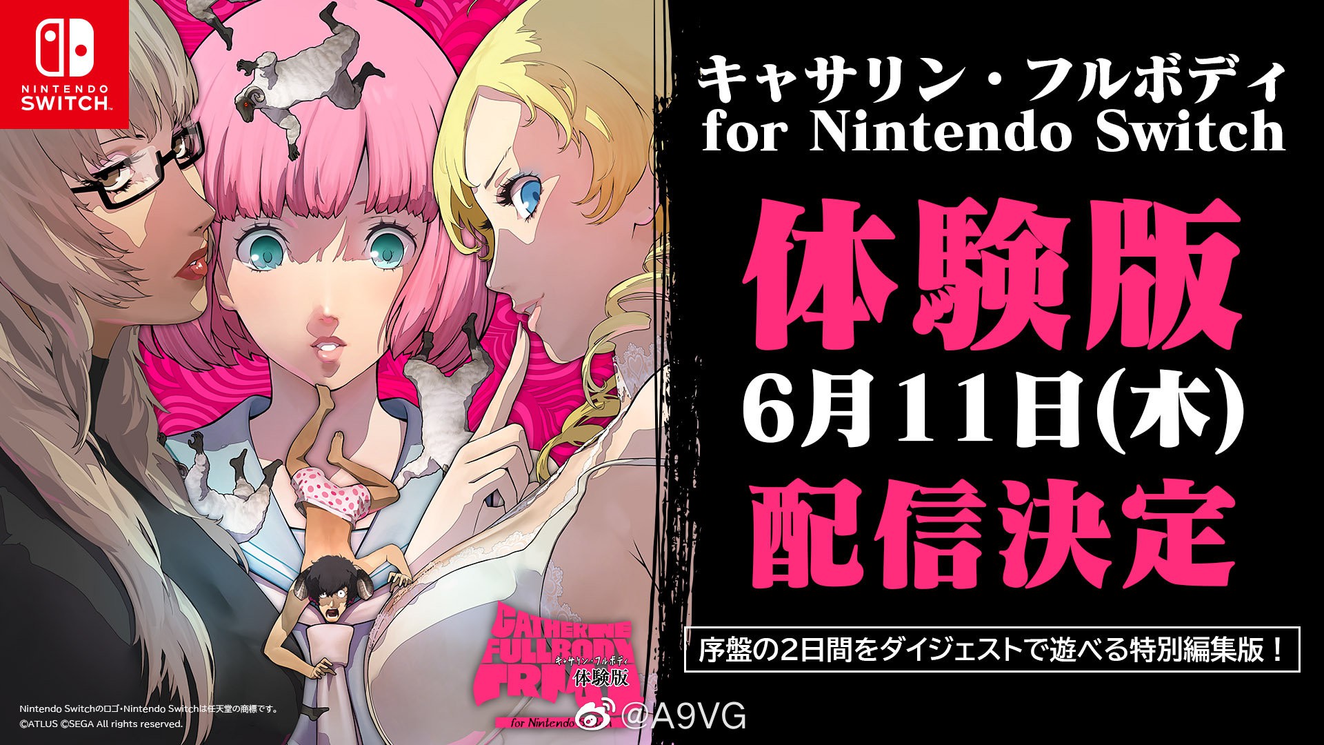 NS《凯瑟琳Full Body》试玩版6月11日上线