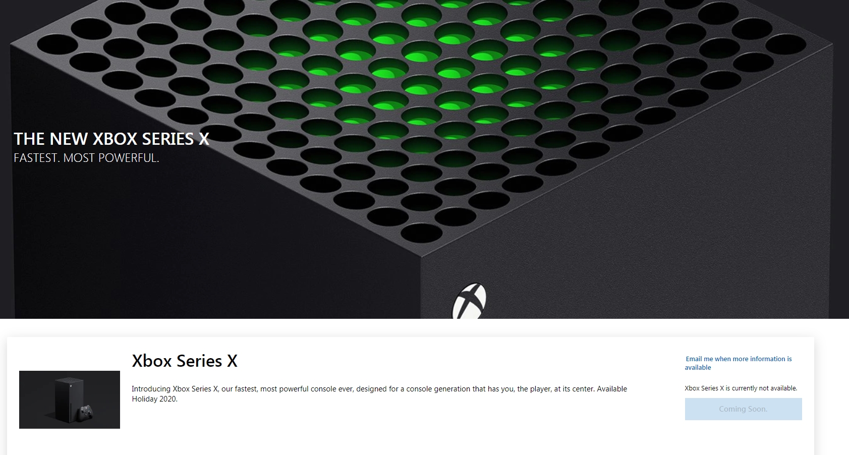 XboxSeriesX主机商店页面上线