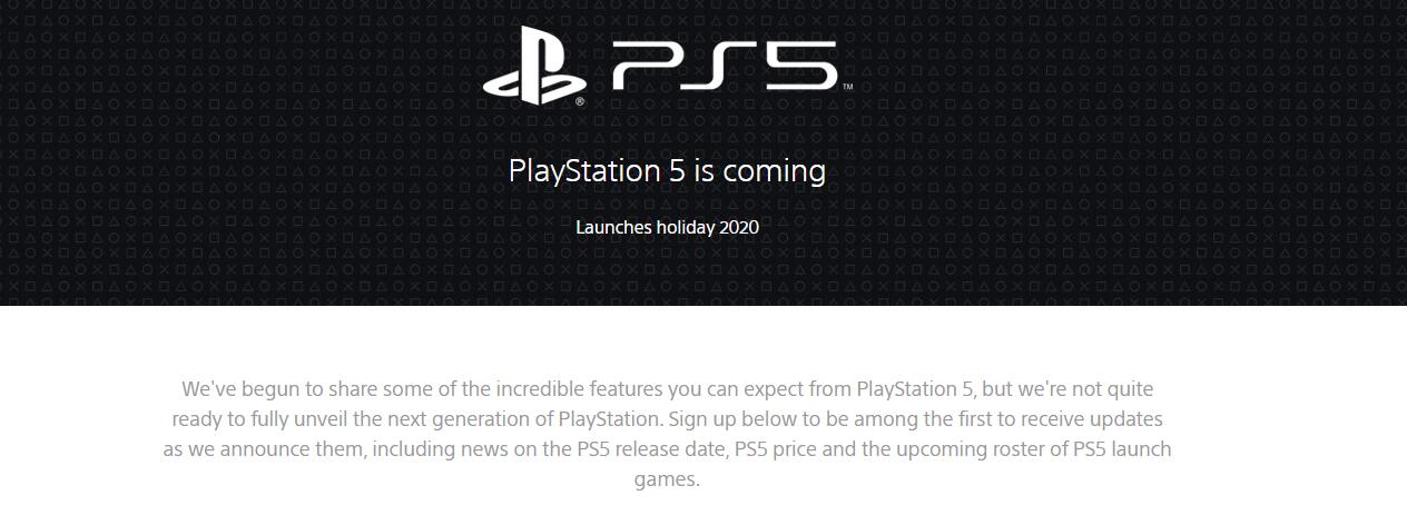 索尼PS5官网公开 主机相关消息将陆续公布
