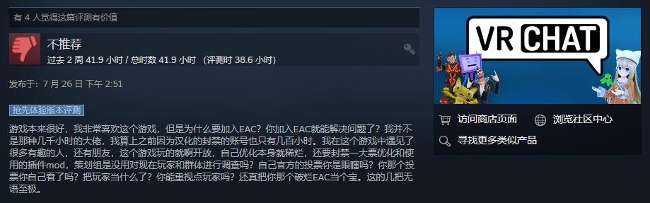 《VRChat》添加EAC反作弊引众怒 Steam两天近万差评