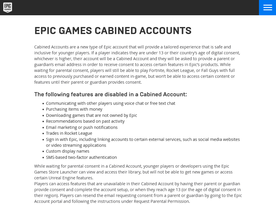 Epic游戏新增儿童账号 未经家长允许无法聊天