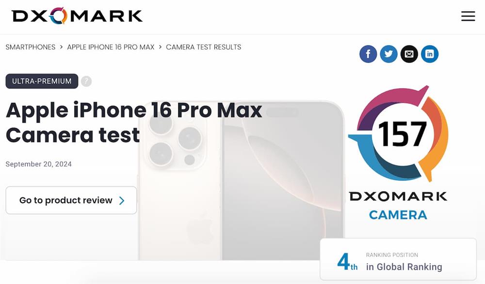 DXOMARK 公布 iPhone 16 Pro Max 相机评测 视频拍摄第一