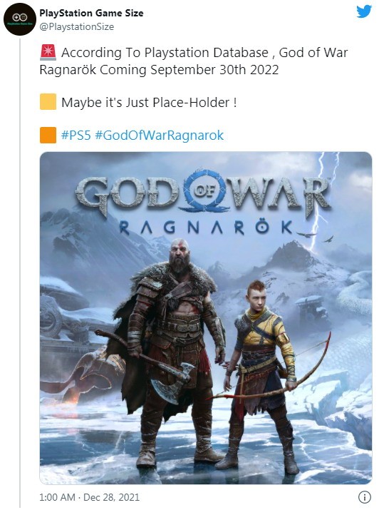 《战神：诸神黄昏》发售日期泄露  或于2022年9月30日发售