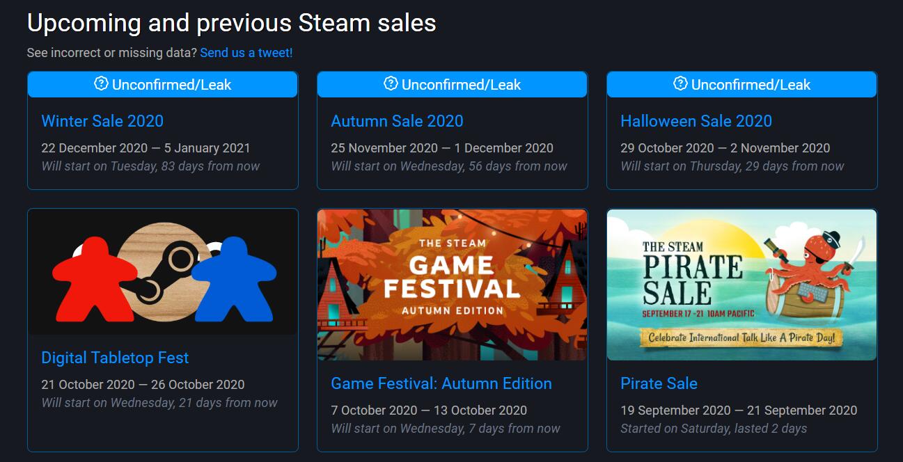 Steam2020年万圣节秋促和冬促时间曝光