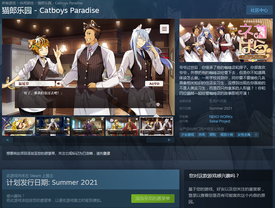 《猫郎乐园》将于今年夏季发售  已上架Steam商城页面