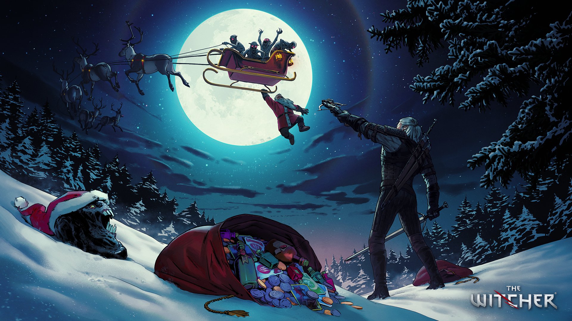 《巫师》官推发圣诞贺图杰洛特拯救圣诞老人