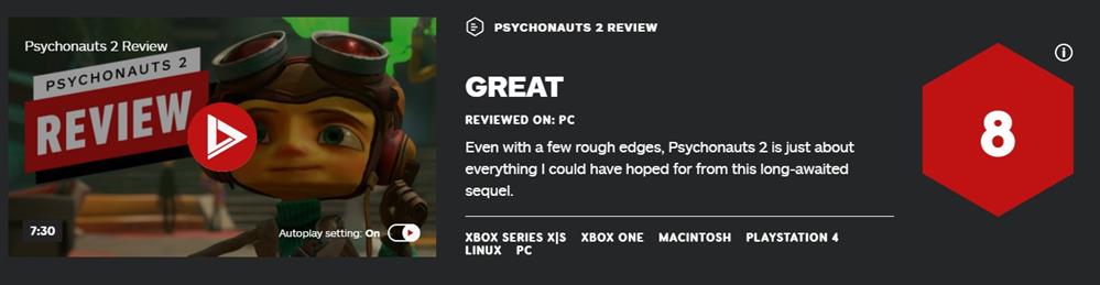 《脑航员2》首批媒体评分出炉 IGN 8分 GameSpot 9分