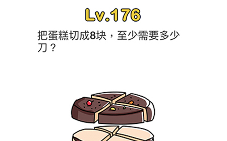 脑洞大师第176关攻略  把蛋糕切成8块至少需要多少刀