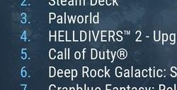 Steam最新一周销量榜 《绝地潜兵2》二连冠